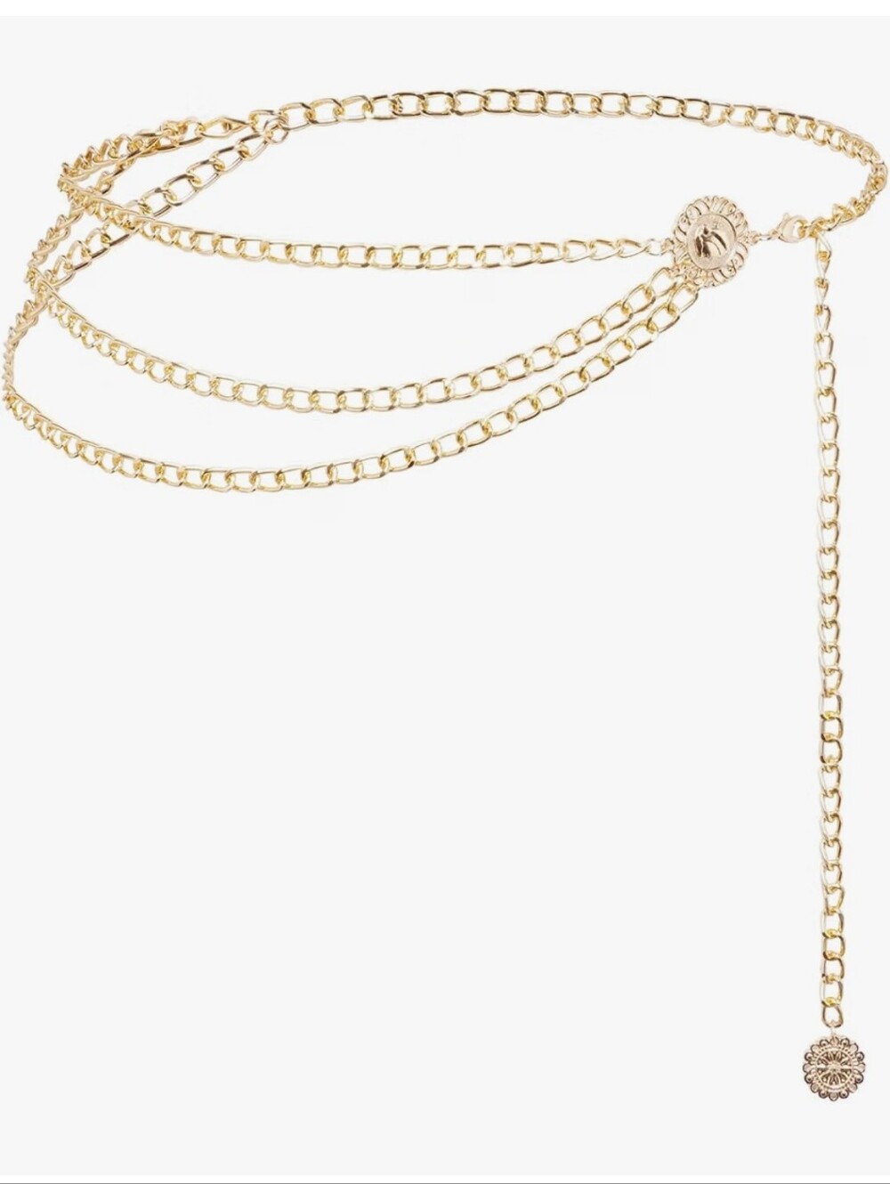 Gold Multi-Row Chain Waist Belt